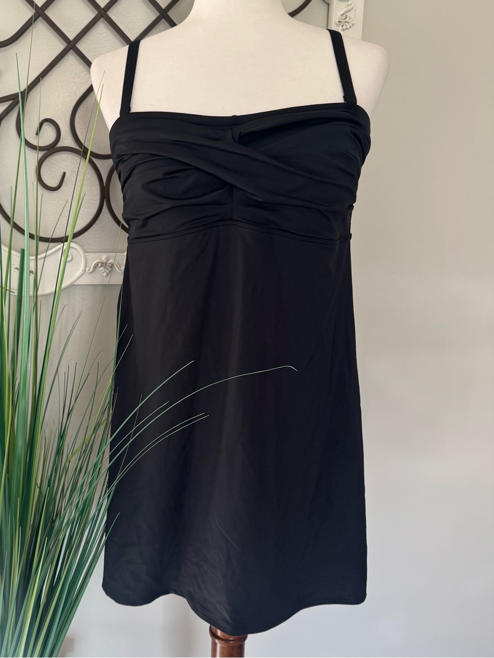 New! LANDS’ END Size 12 One Piece Black Swimsuit Swim Dress